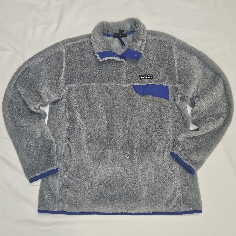 Patagonia Synchilla Snap T Fleece Pullover Gray Blue Youth Large Fit Adult Small